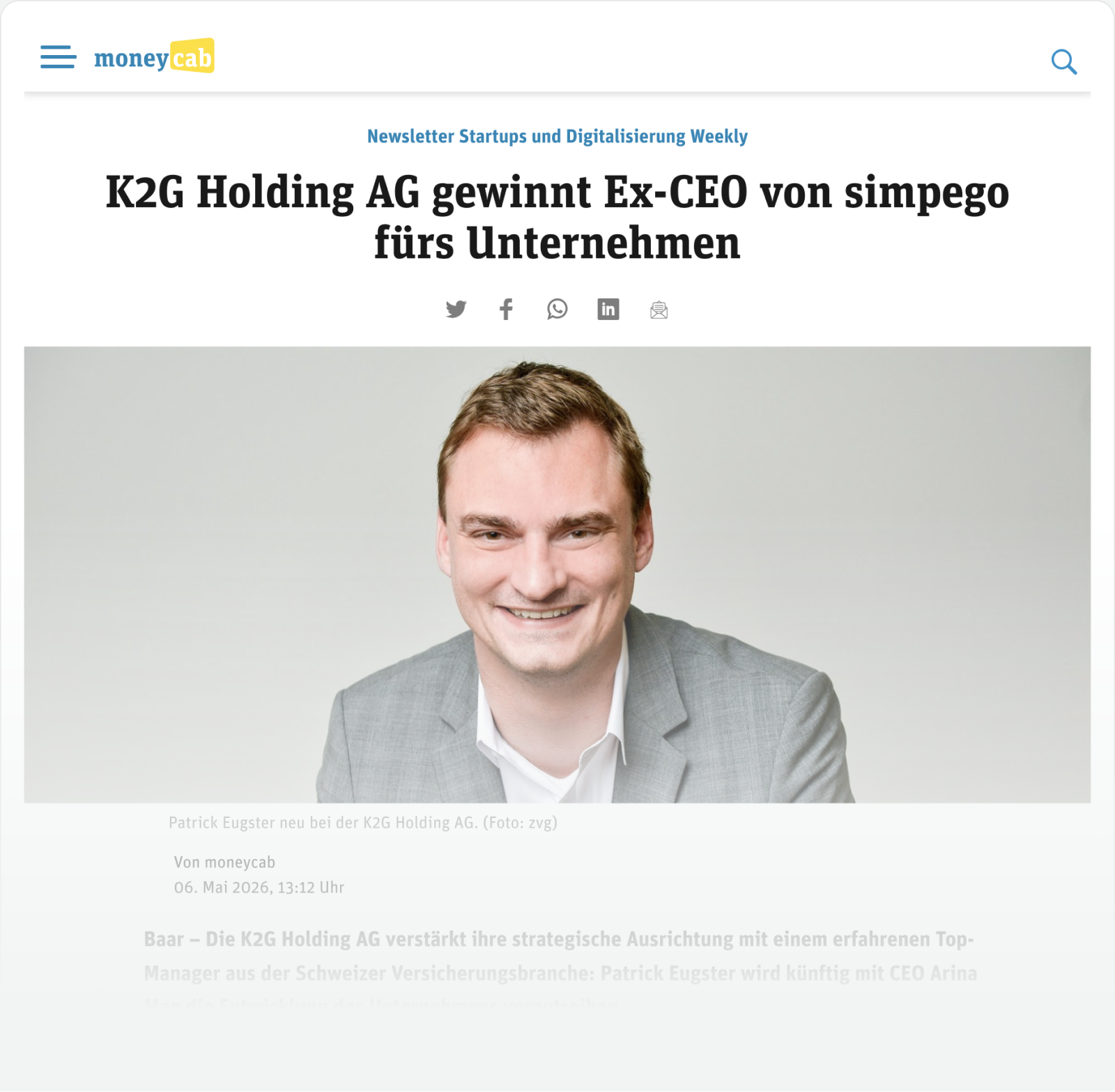 K2G Holding AG recruits former simpego CEO